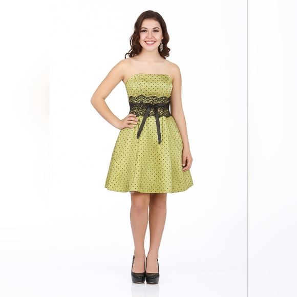 Jessica McClintock Gunne Sax Y2k 80s 90s Ballerina Strapless Prom Polka Dot Sz 7 - Picture 1 of 10